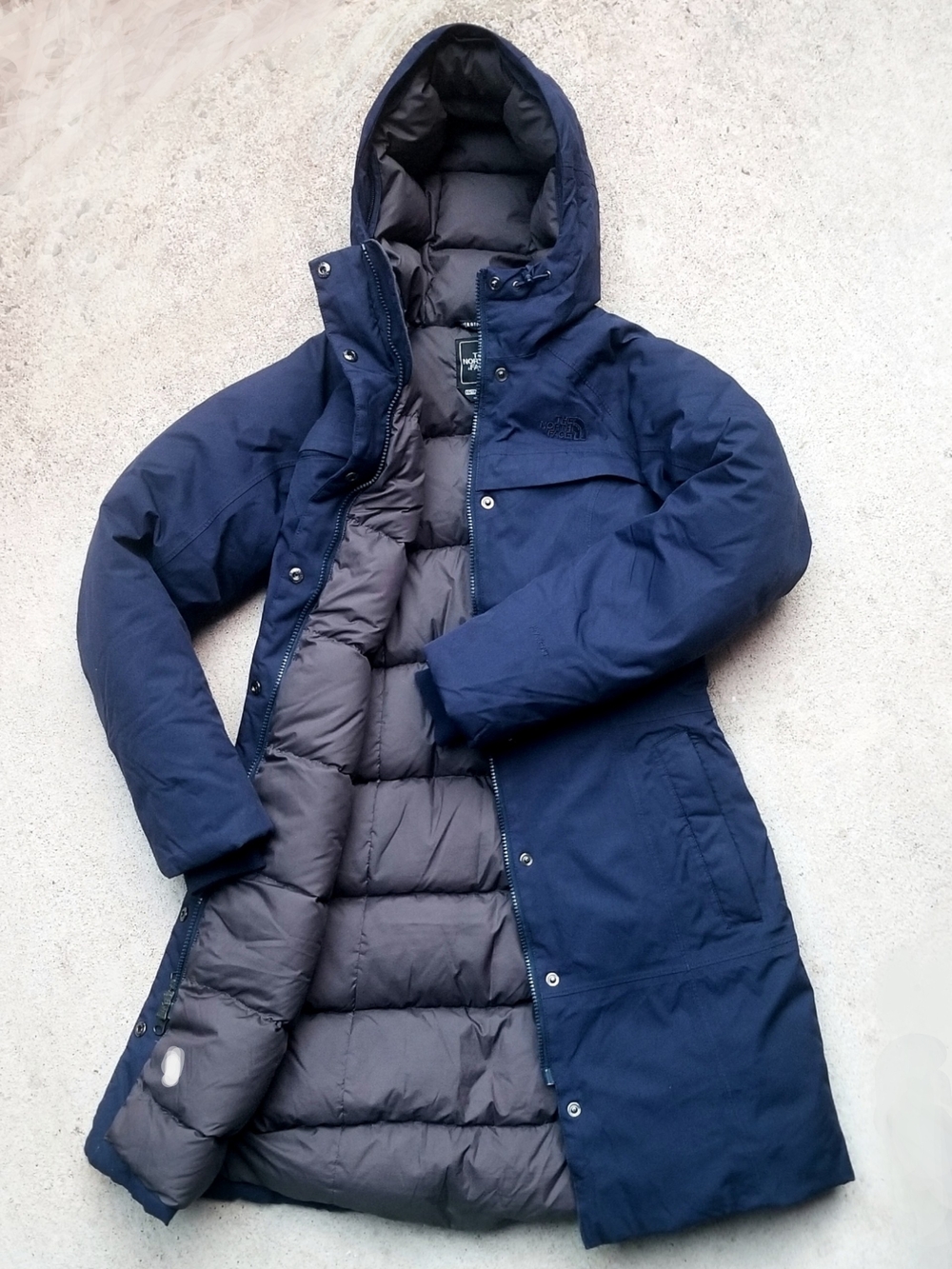 North Face Arctic Parka Cosmic Blue Navy Down Insulated Hooded Womens XS